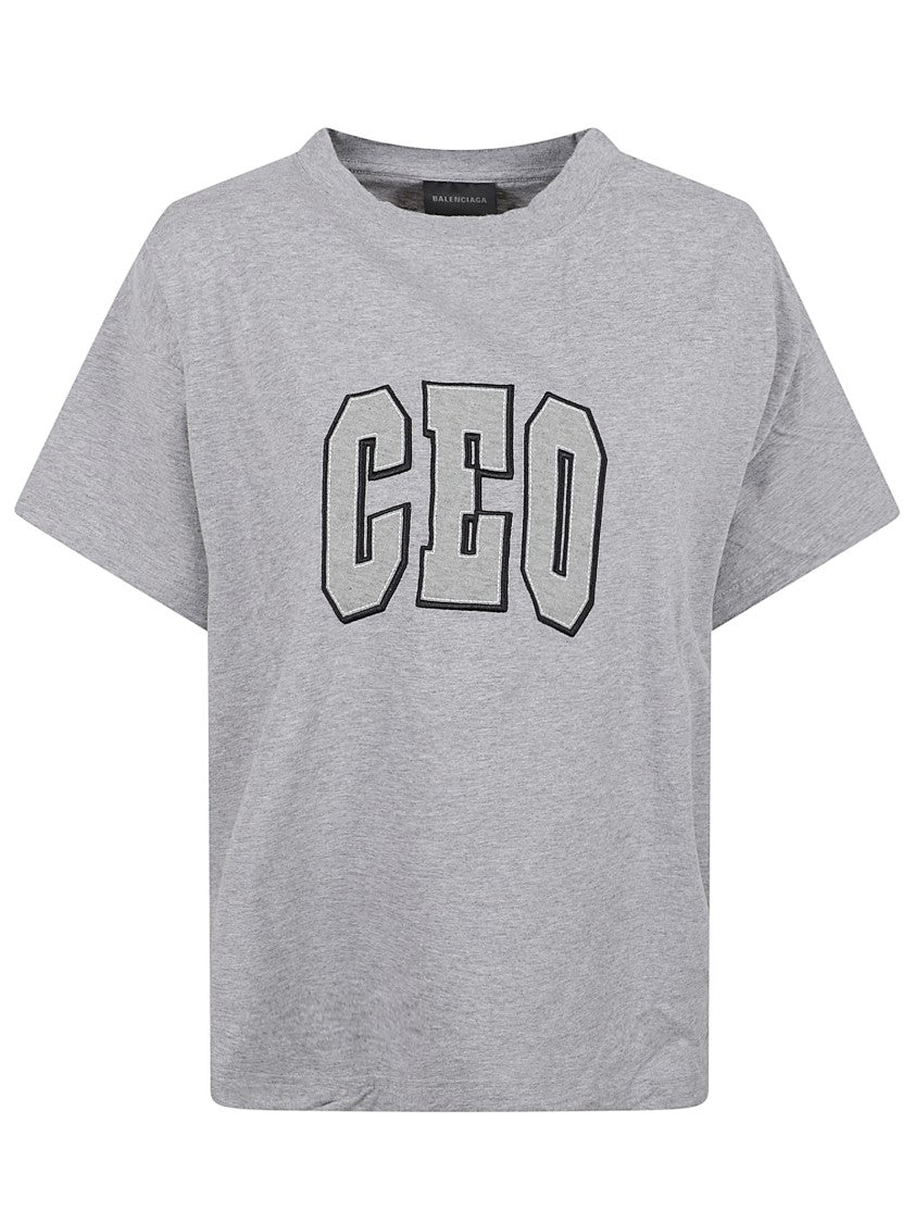 Balenciaga Cropped Dry Jersey T-Shirt With Embroidered Logo