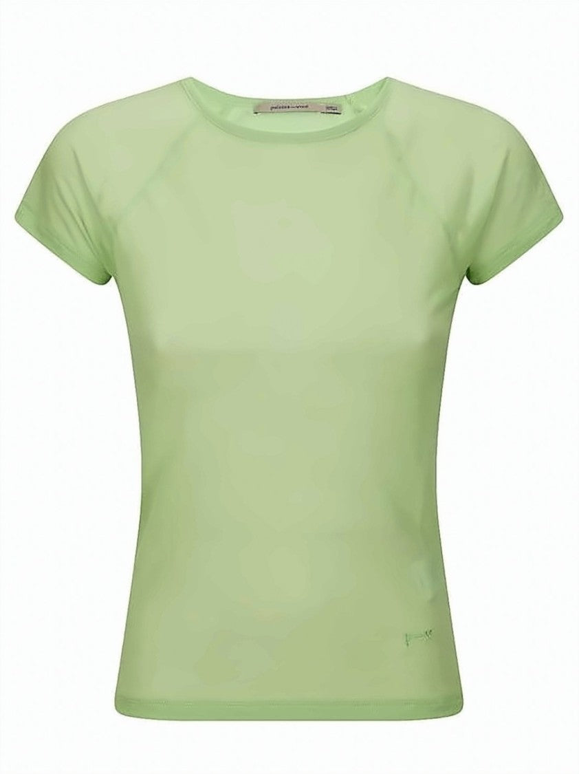 Paloma Wool Semi-Sheer Green Short-Sleeve Top With Raglan Sleeves