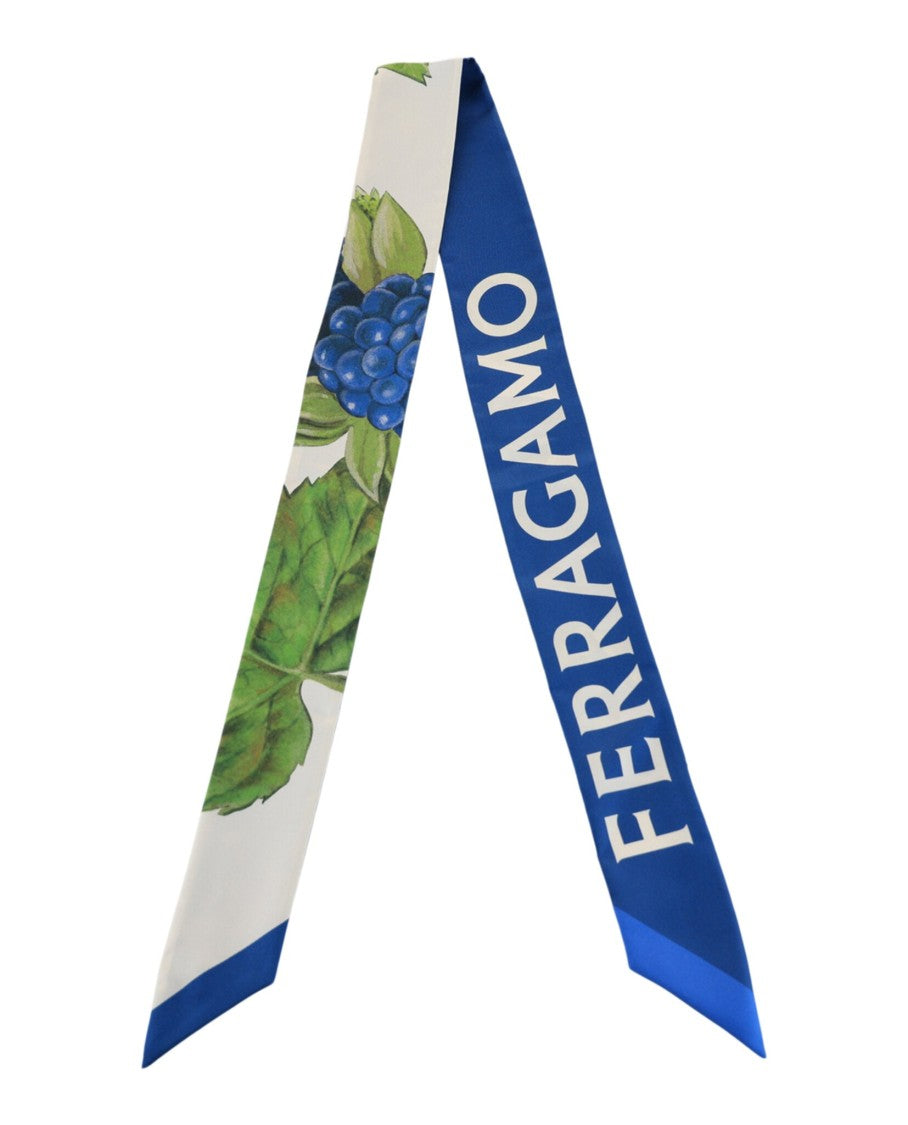 Ferragamo Wild Blueberry-Print Silk Bandeau