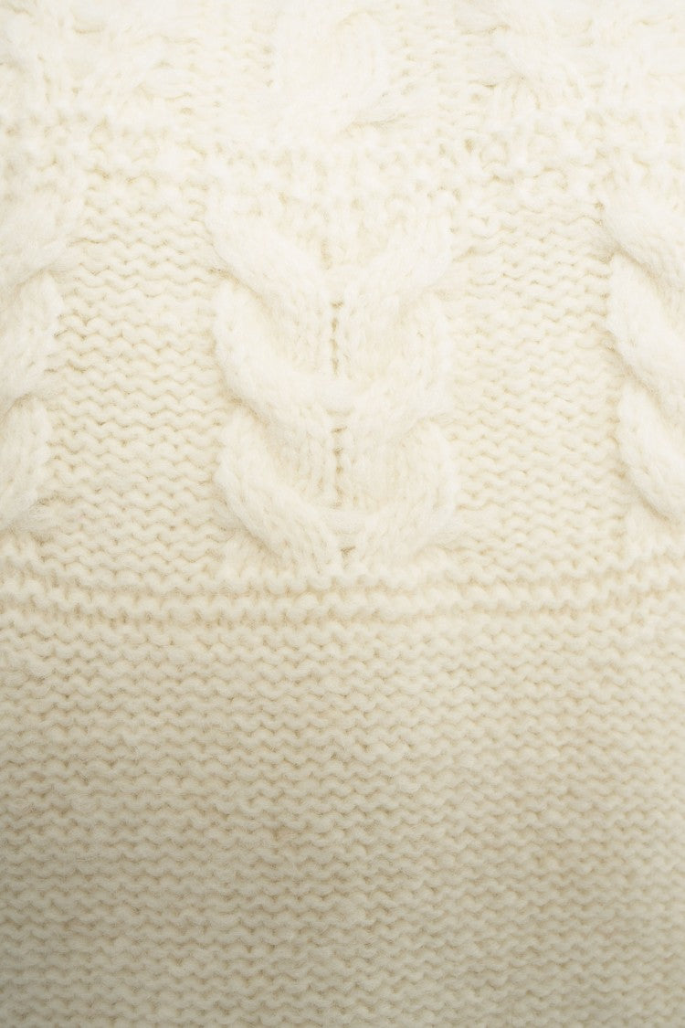 Loveshackfancy Cable Knit Sweater With Bow Detail