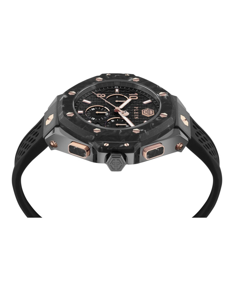 Philipp Plein Chronograph Quartz Movement Watch With Black Guilloche Dial