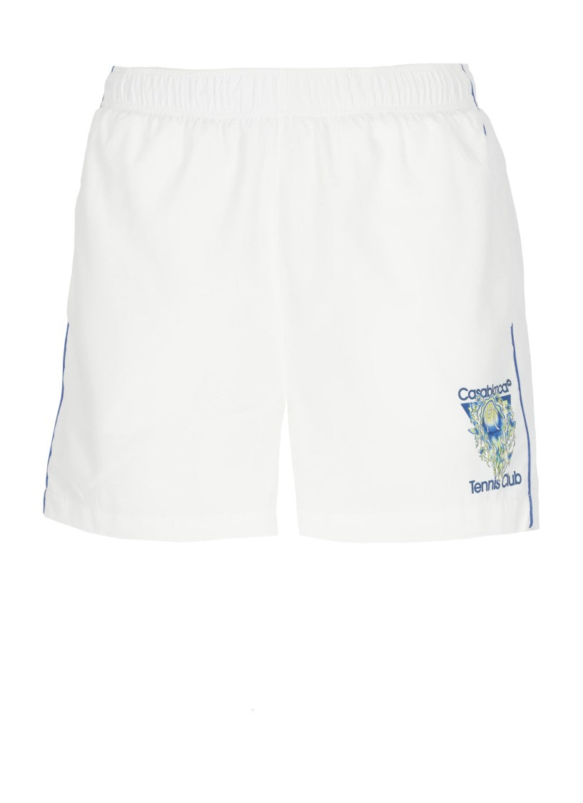 Casablanca White Tffeta Silk Bermuda Shorts