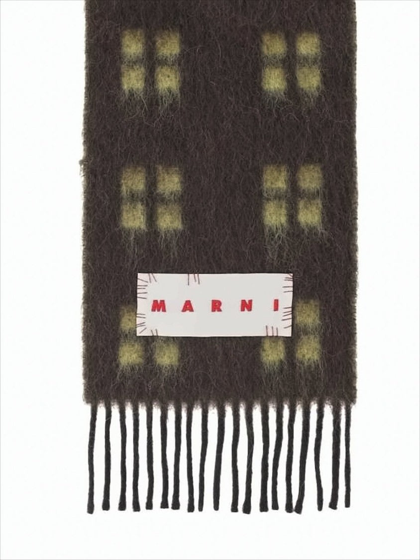 Marni Checkered Reversible Fuzzy Scarf