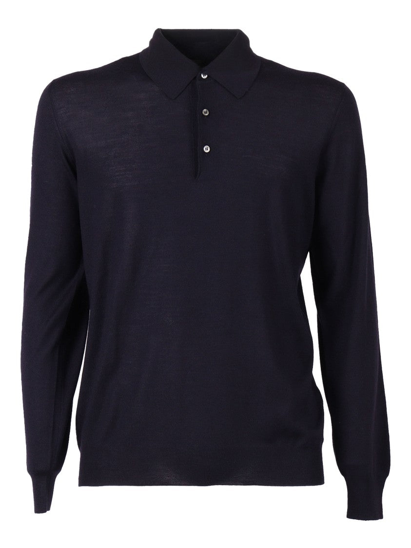 Fedeli Polo-Style Long-Sleeved Knitted Sweater