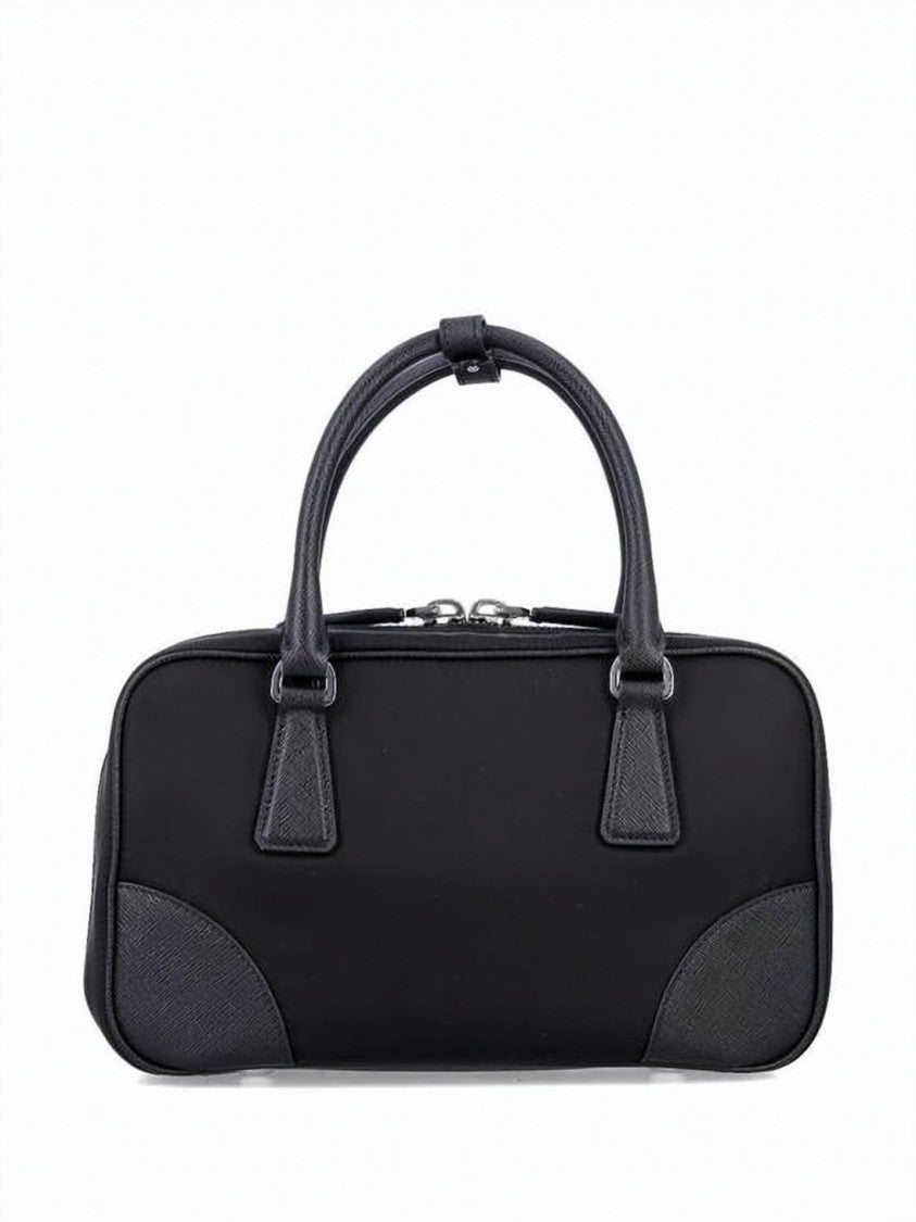Prada Embellished Nylon Tote Bag With Leather Accents