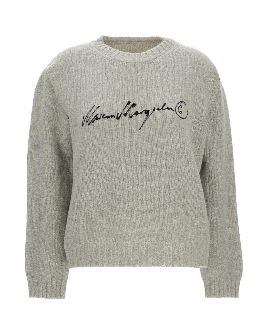 Mm6 By Maison Margiela Short-Cut Knit Sweater With Painted Logo Detail