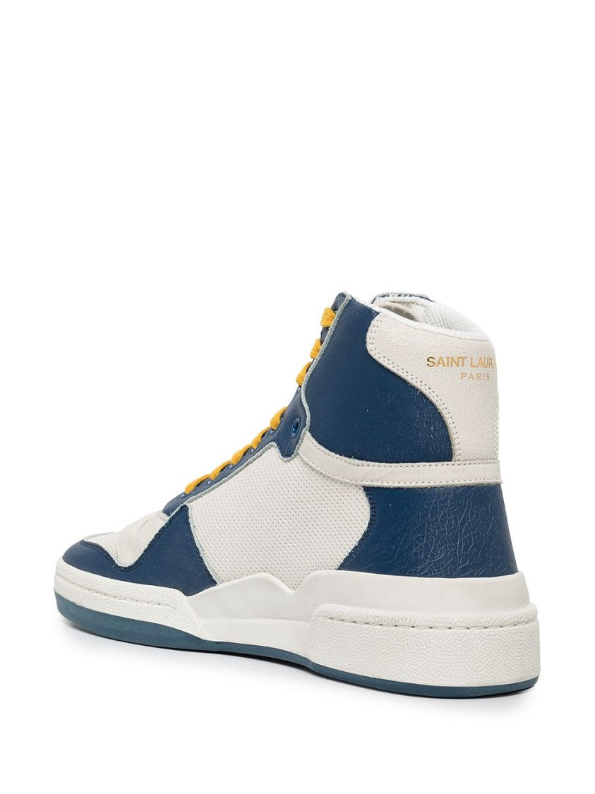 Saint Laurent White/Blue Sl24 High Top Sneakers