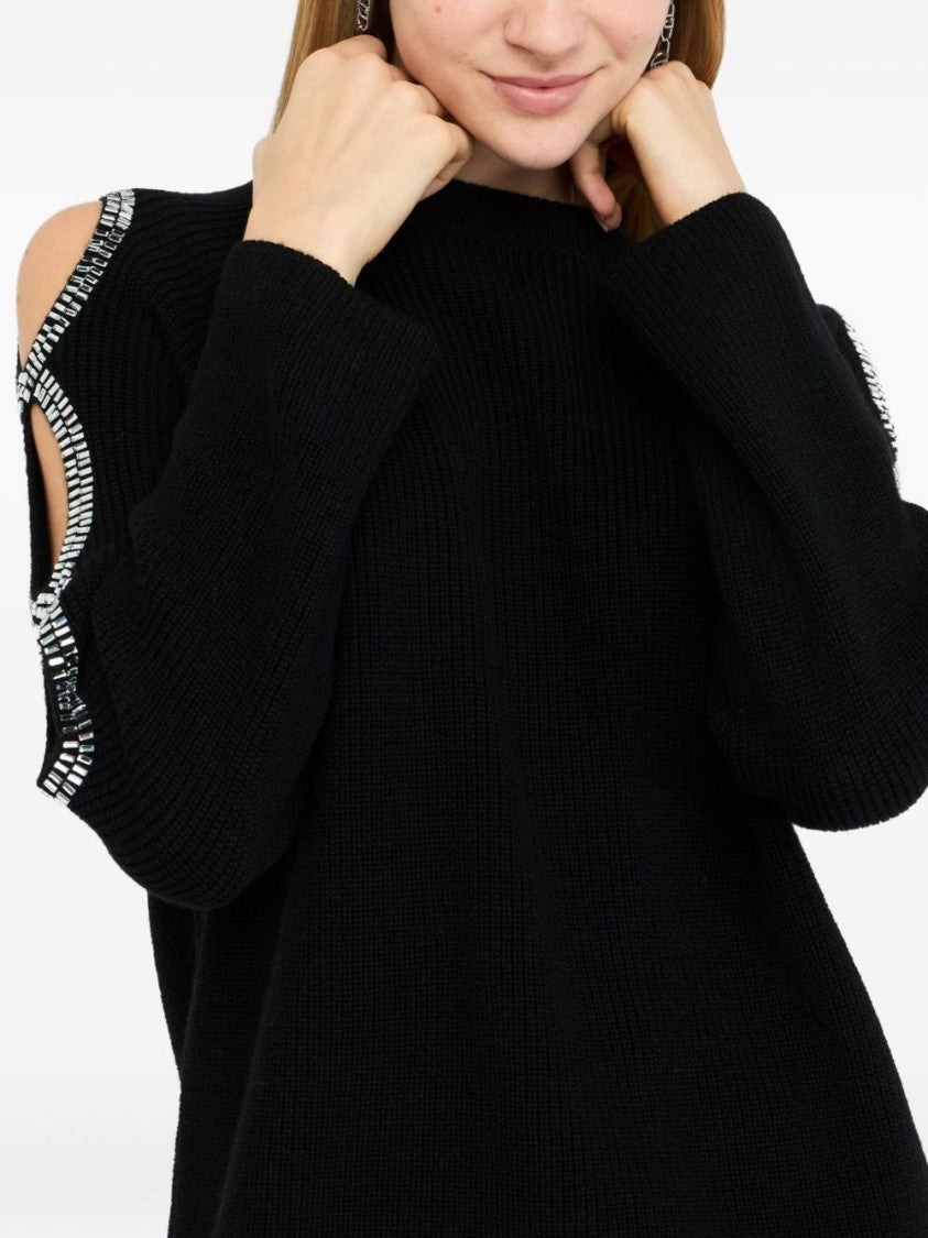 Liu Jo Black Knitted Sweater With Cut-Out Details