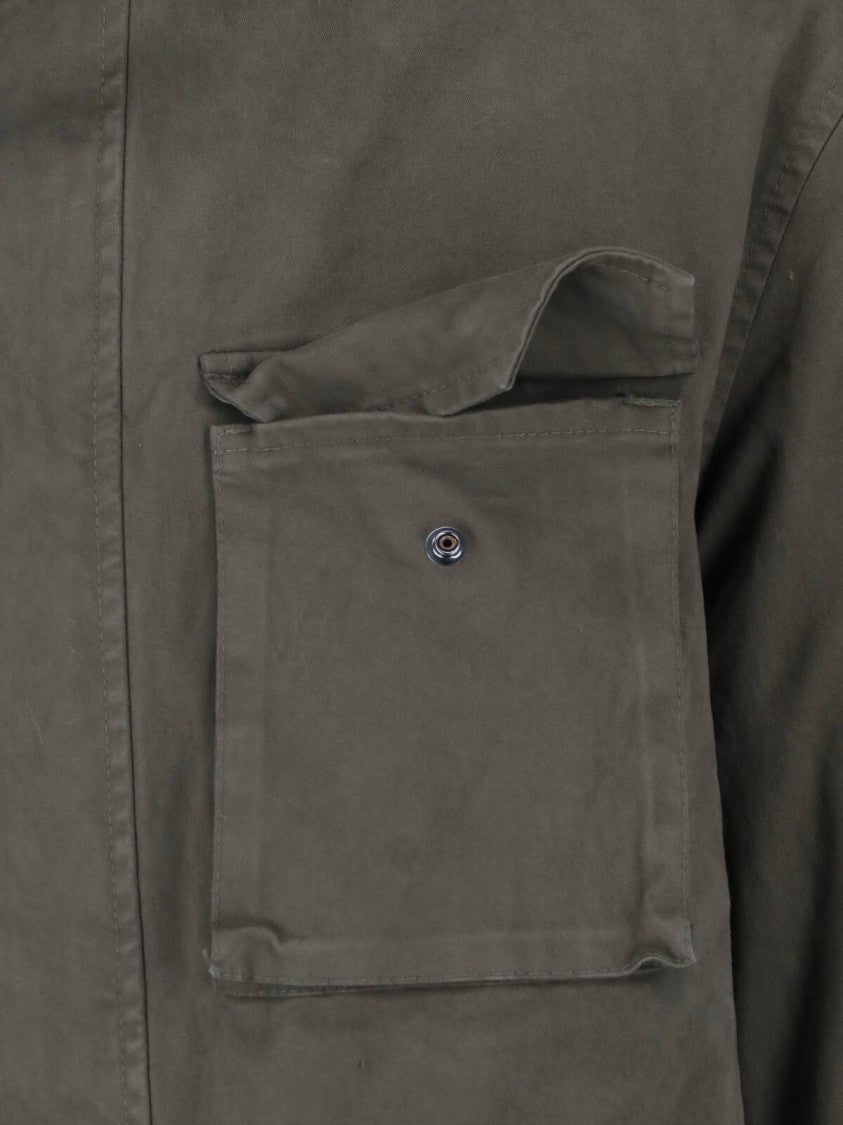 Drumohr Green Cotton Zip Standing Collar Jacket