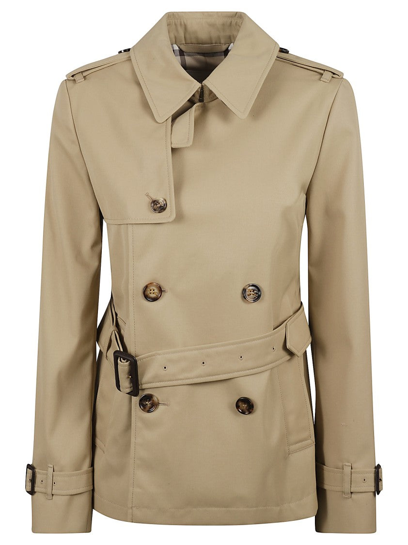 Burberry Double-Breasted Beige Coat With Structured Collar