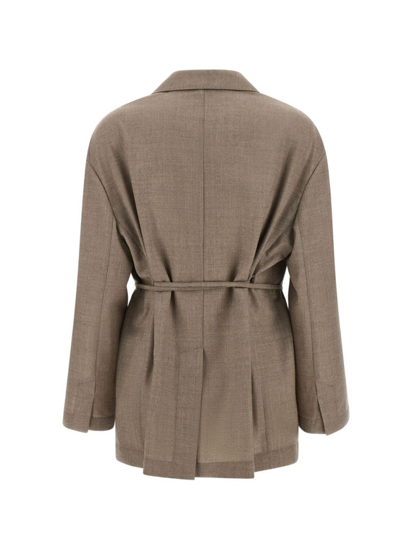 Brunello Cucinelli Mélange Virgin Wool Belted Blazer Jacket