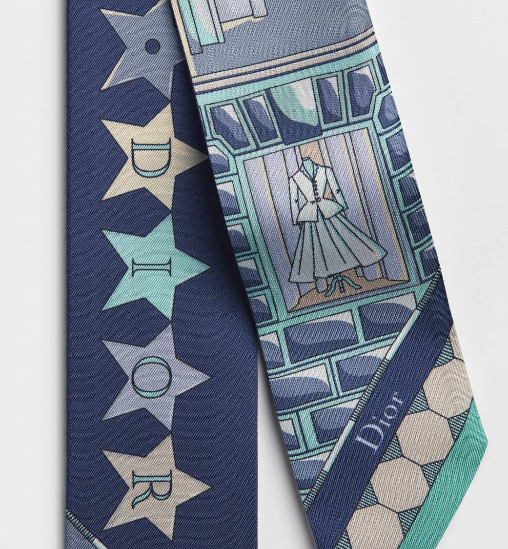 Christian Dior Rectangular Scarf With Star Motifs And Architectural Design