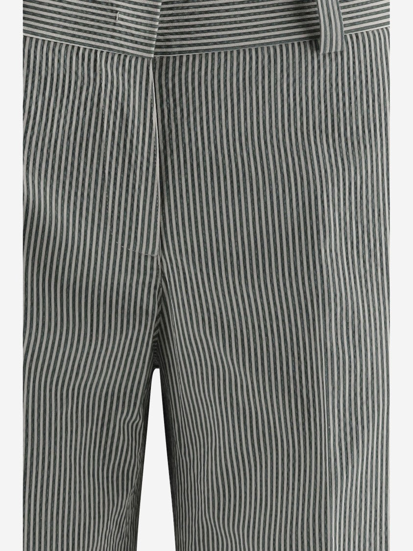 Ql2 Cotton Blend Pants With Striped Pattern