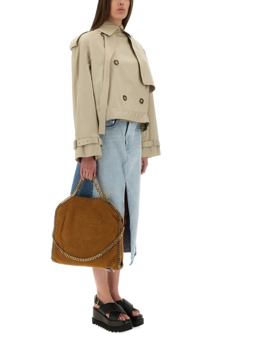 Stella Mccartney Cropped Double-Breasted Trench Coat With Belt