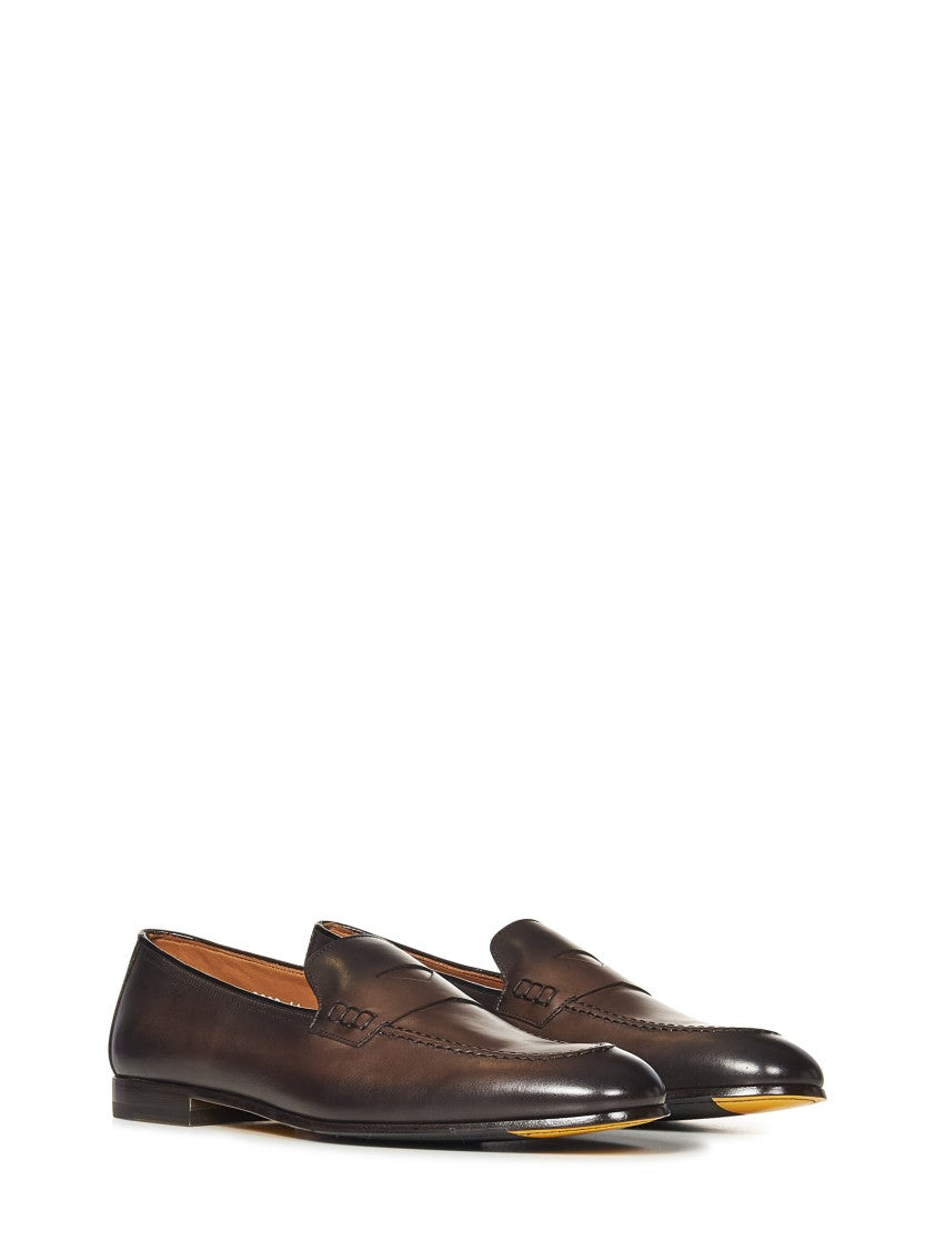 Doucal's Dark Brown Leather Penny Loafers