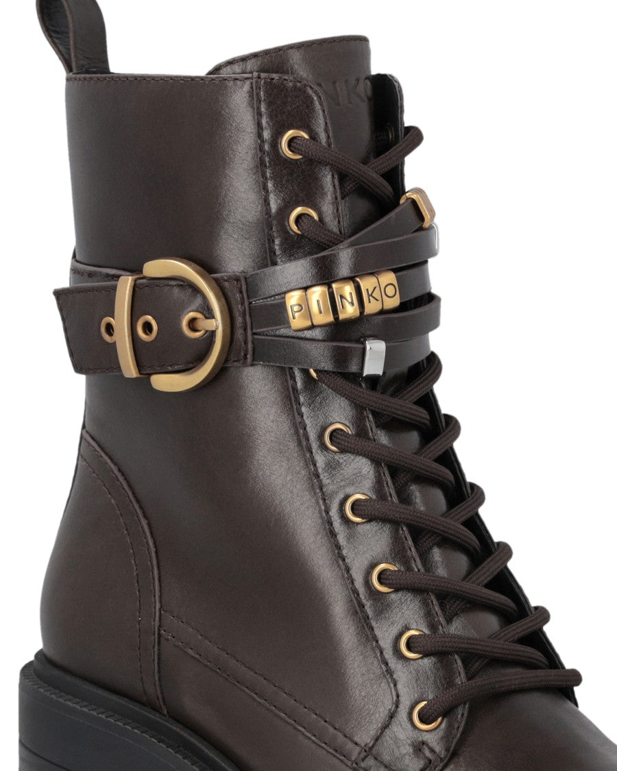 Pinko Leather Altea 01 Lace-Up Boots