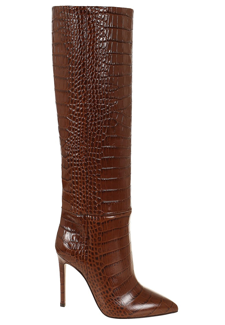 Paris Texas Crocodile-Effect Pointed-Toe Stiletto Boots