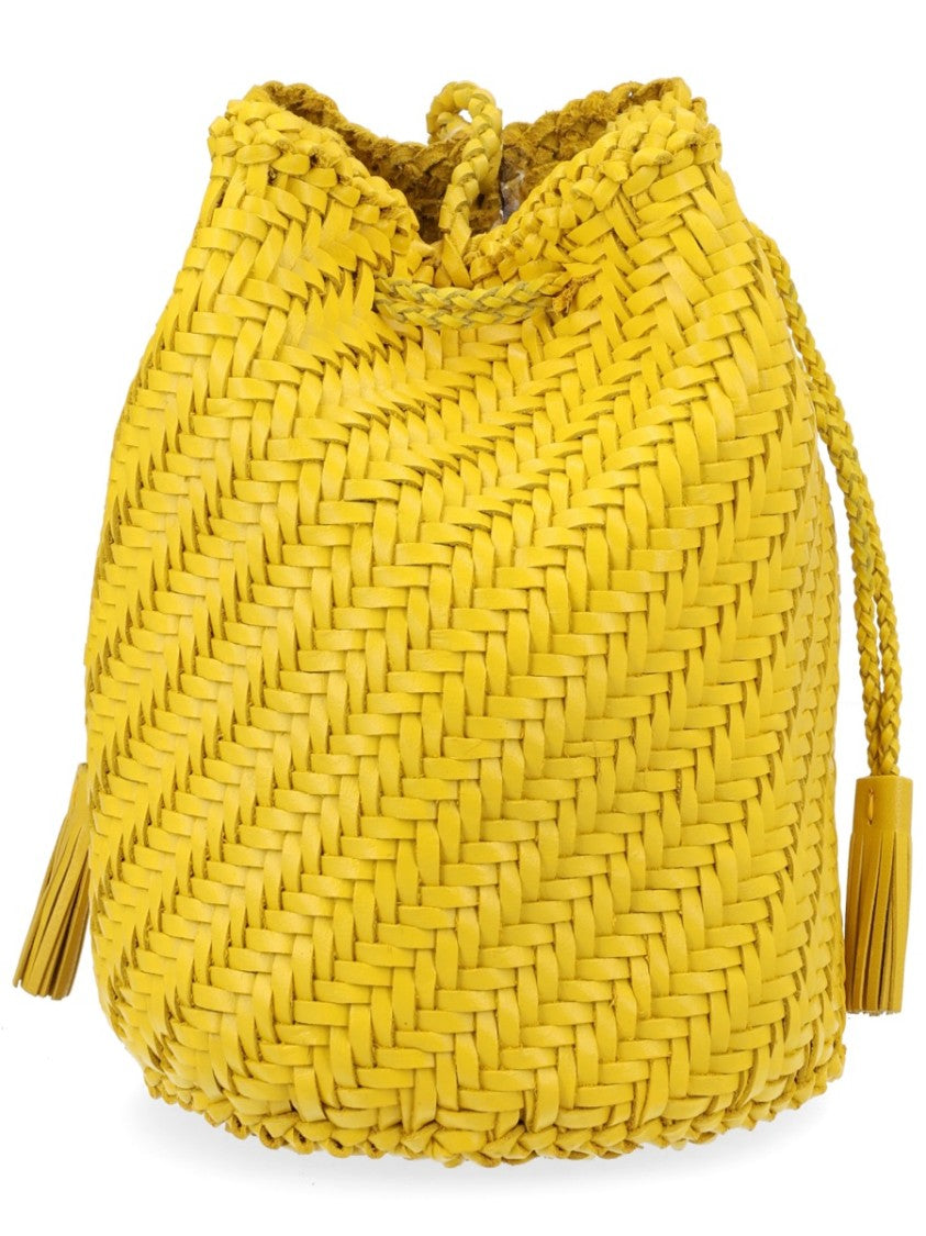 Dragon Diffusion Pompom Double Jump Yellow Woven Bag