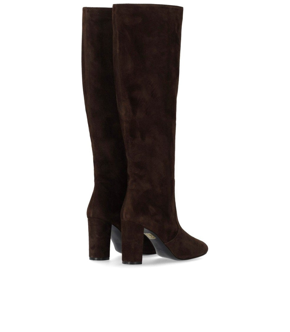 Via Roma 15 Dark Brown Suede Heeled High Boot