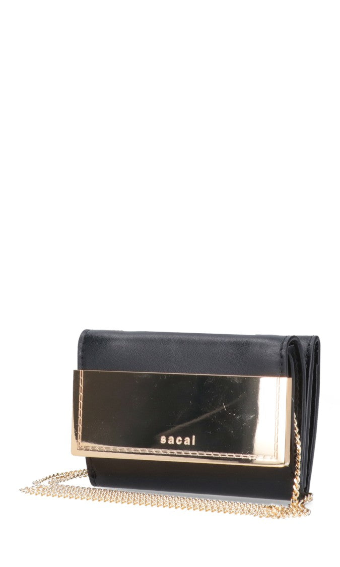 Sacai Rectangular Black Wallet With Gold-Tone Accent