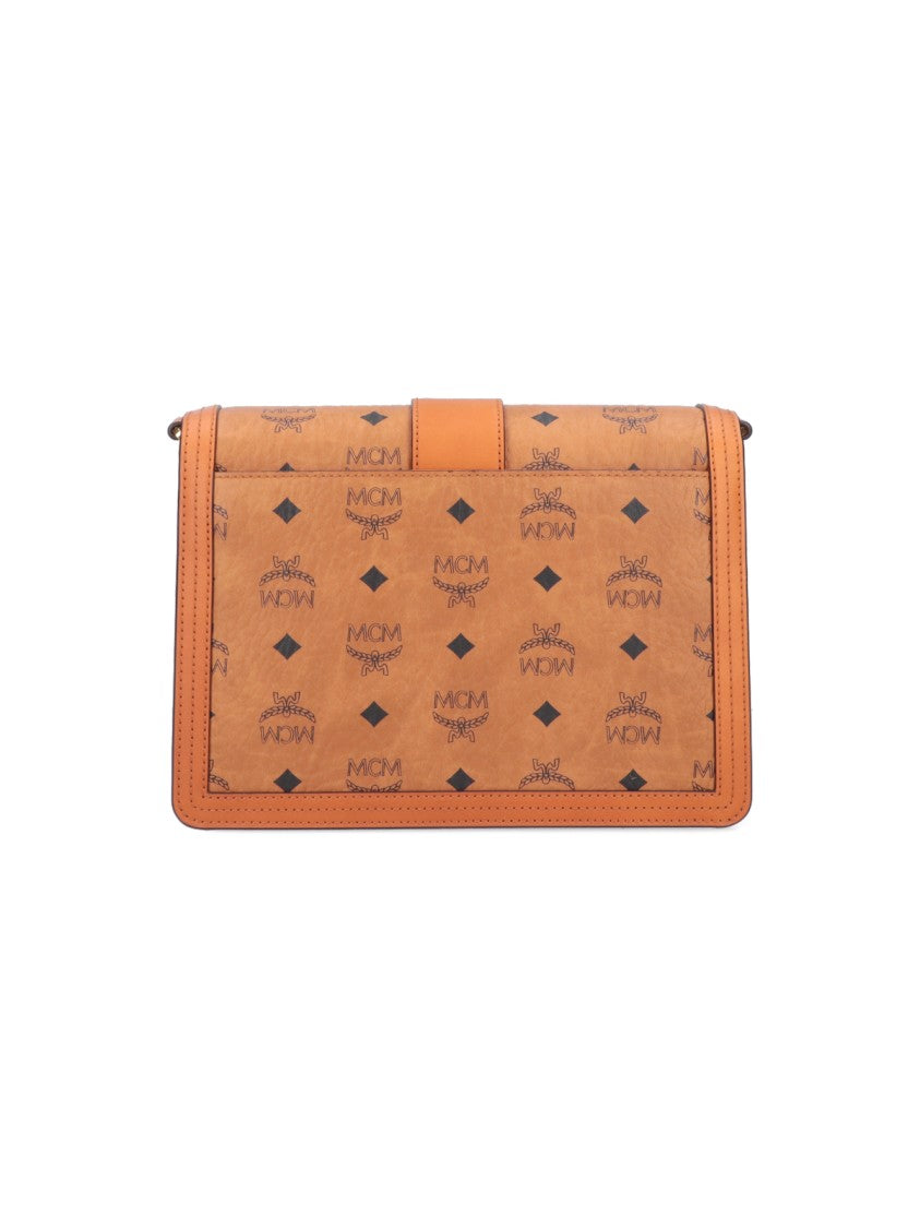 Mcm Brown Tracy Visetos Logo Shoulder Bag