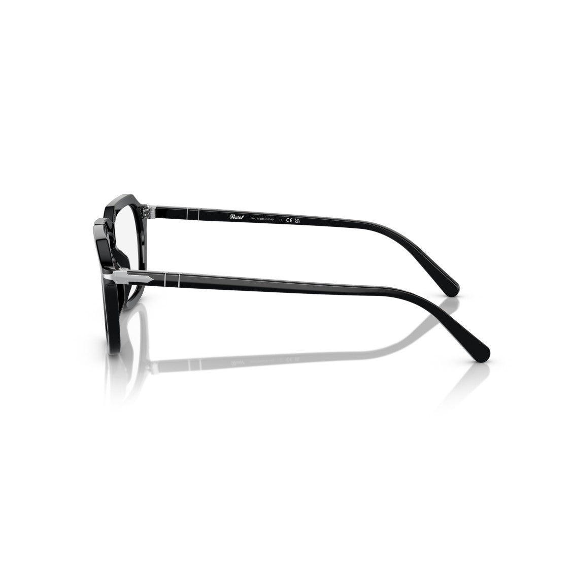 Persol 0Po3292v Geometric Black Acetate Eyeglasses With Silver Accents