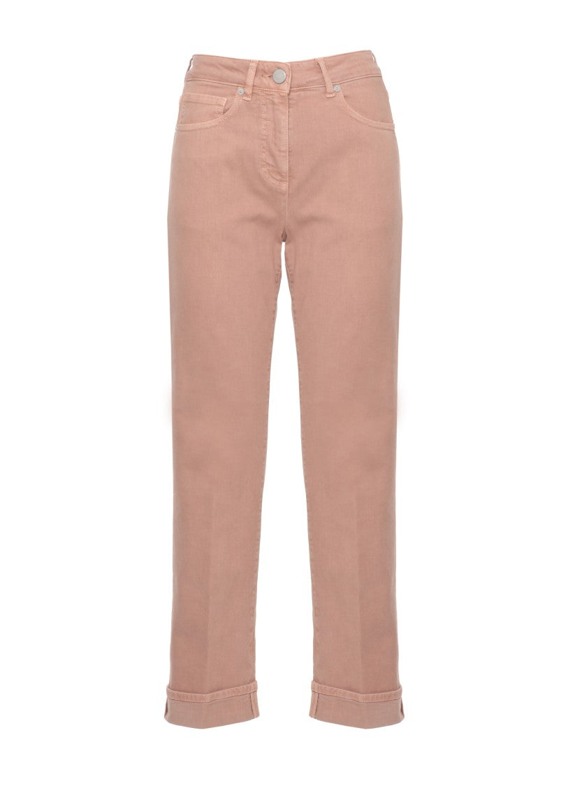 Peserico Soft Pink Five-Pocket Hem Detail Straight-Leg Jeans