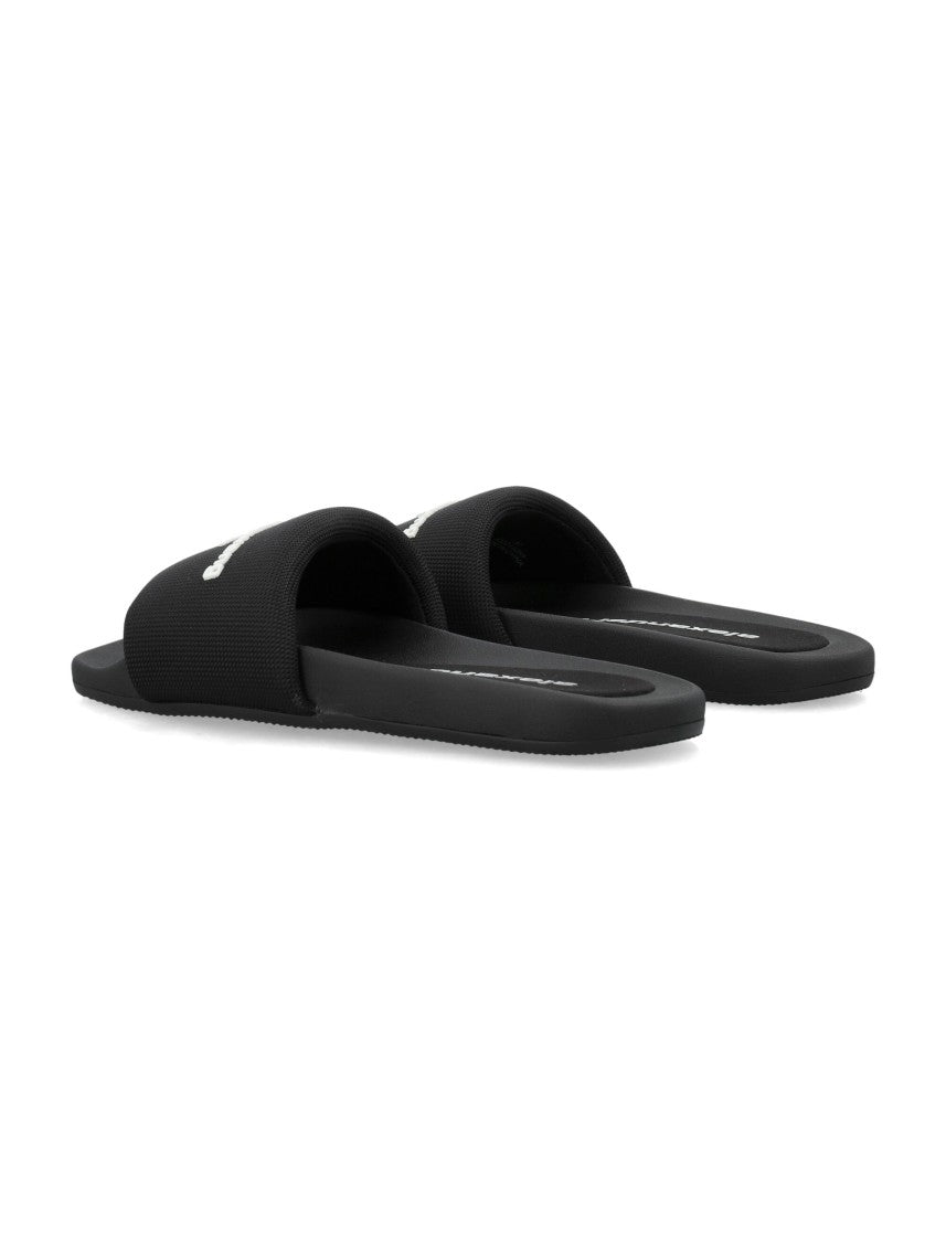 Alexander Wang Sophisticated Black Pool Slide With Embossed Logo