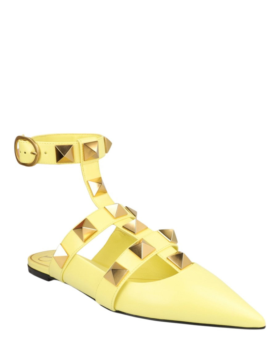 Valentino Roman Stud Caged Leather Ballet Flats