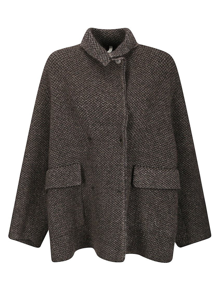 Boboutic Double-Breasted Knitted Jacket With Notched Lapels