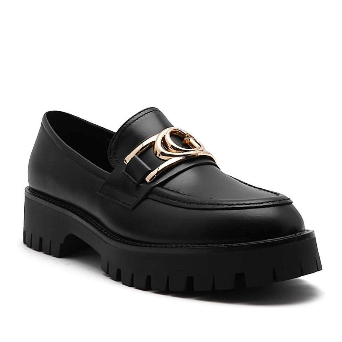 Guess Ilary Black Chunky Sole Leather Loafers