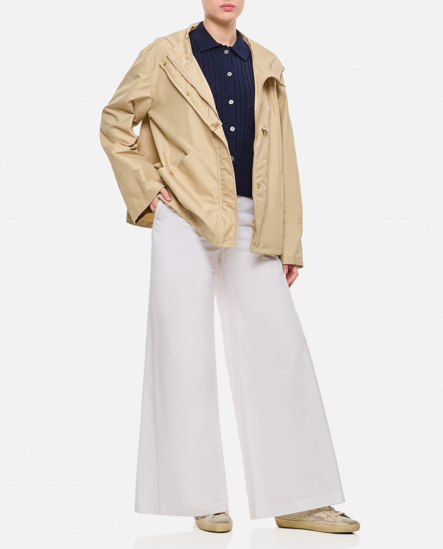 Alberto Biani Relaxed Fit White Cotton Wide Trousers