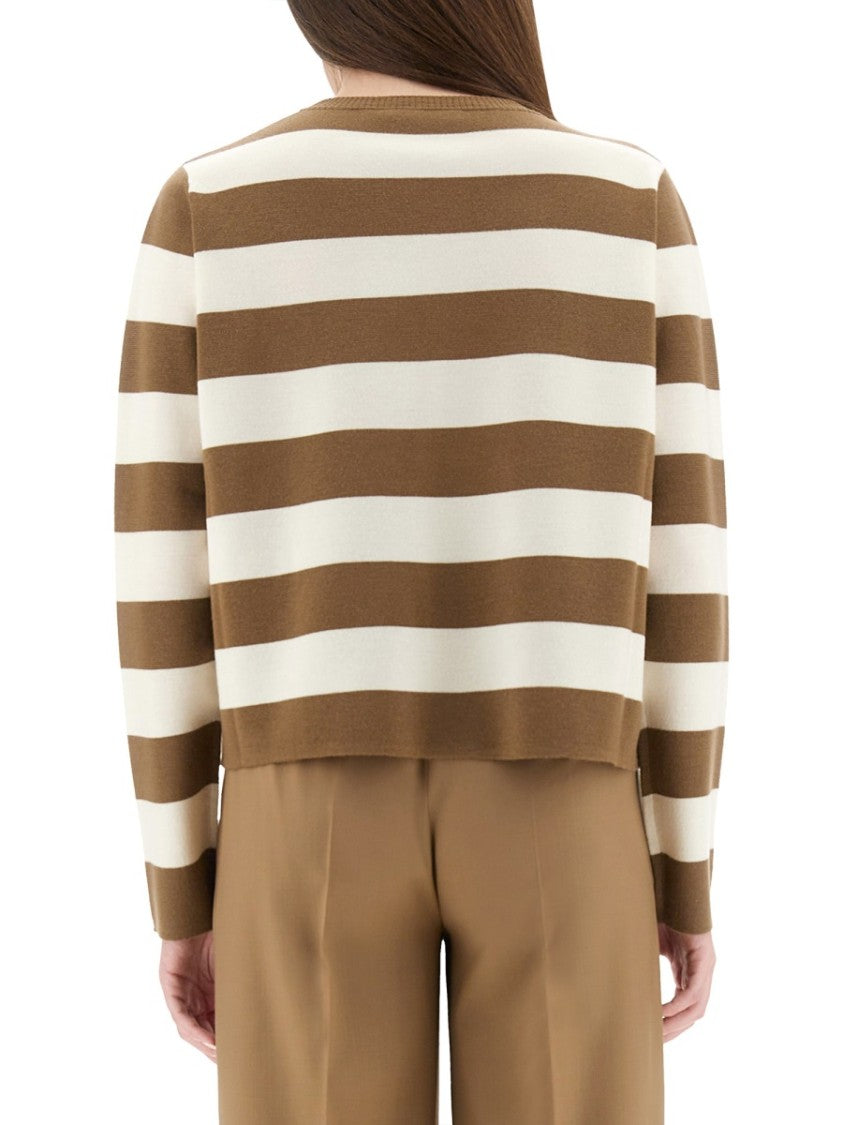 Max Mara Striped Knit Sweater With Embroidered Detail