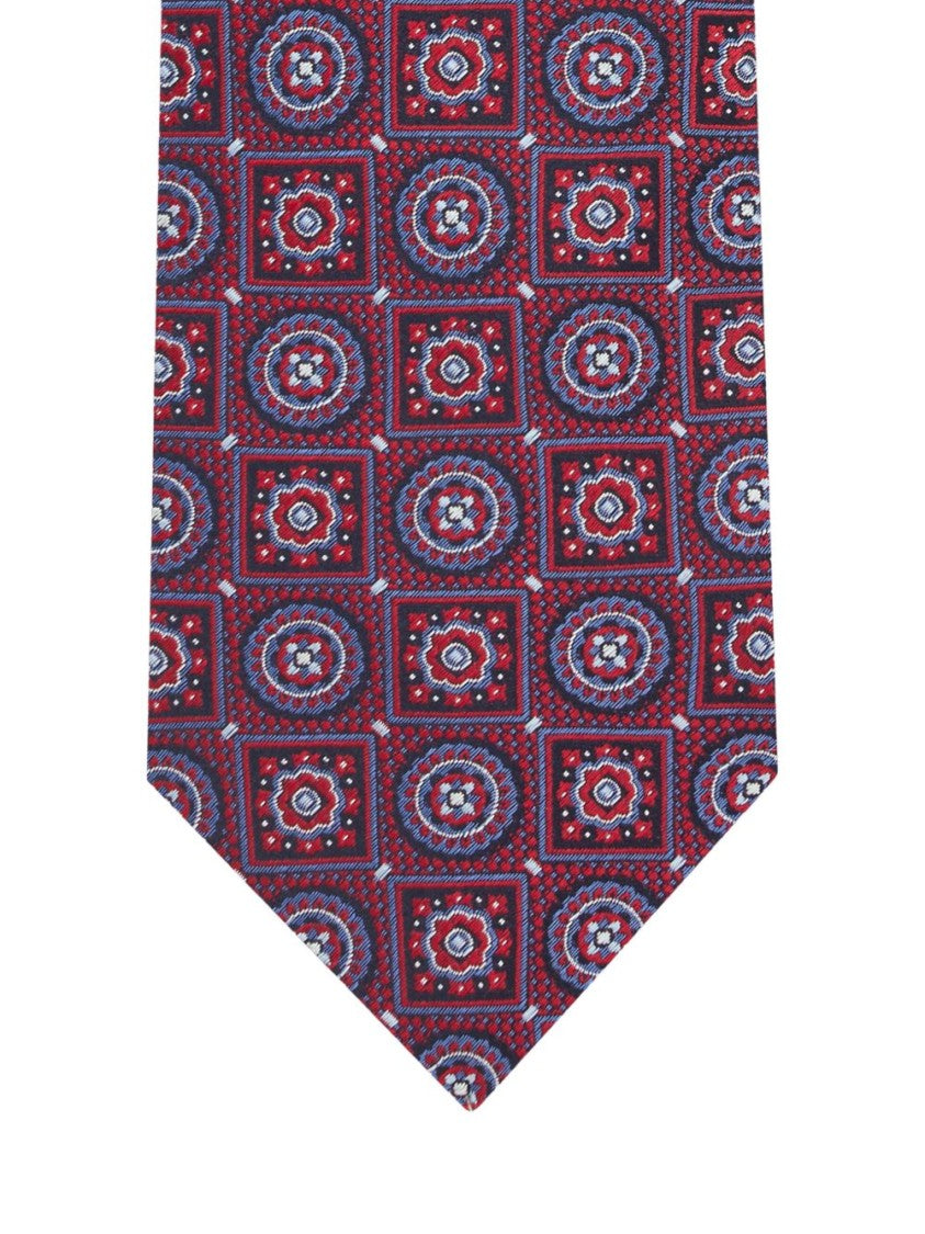 Etro Patchwork Silk Tie In Bordeaux With Designs
