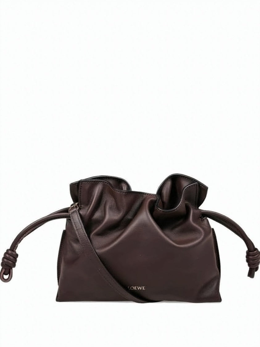Loewe Gathered Napa Leather Crossbody Bag With Gold-Tone Accents