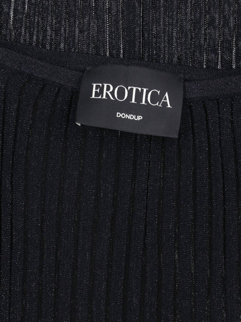 Dondup Black Lurex Knit Ribbed Midi Skirt