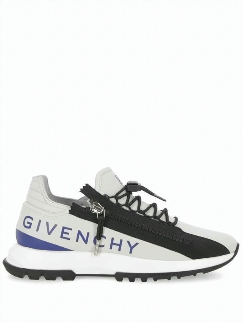 Givenchy Smooth Leather Sneakers With Zipper Detail And Accent Stripe