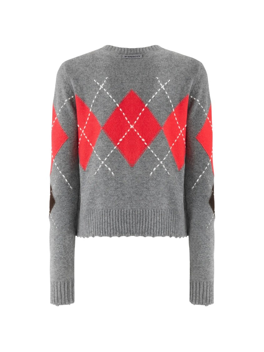 Pinko Cardiff Cardigan Argyle Pattern Cropped Cardigan