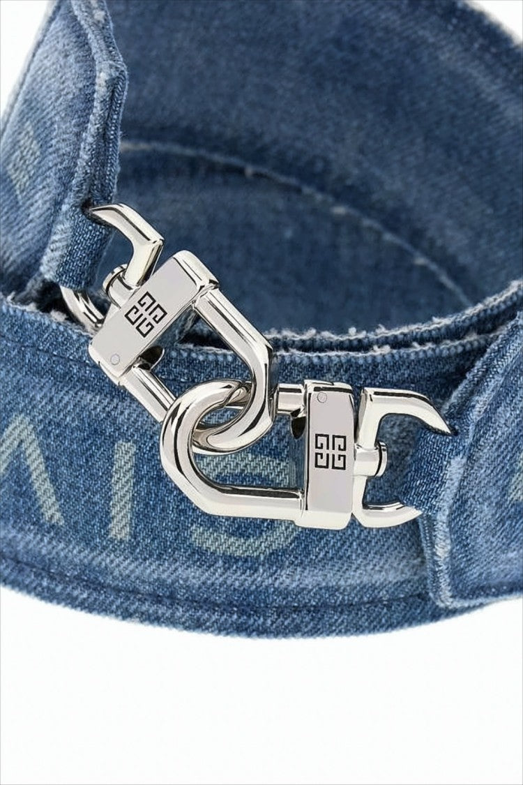 Givenchy Denim Bag Strap With Silver-Tone Hardware And Subtle Branding