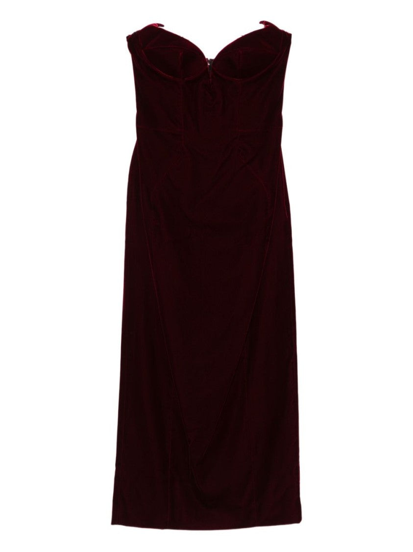Mugler Burgundy Velvet Midi Dress