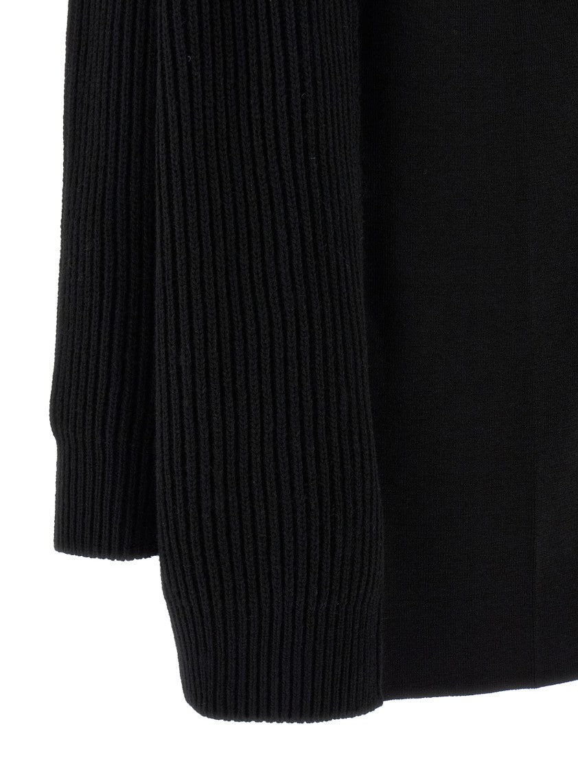 Mm6 By Maison Margiela Mini Ribbed Wool Knit Dress With High Neck And Zip Closure