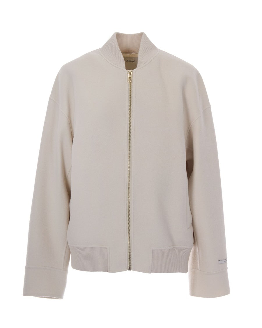 Sportmax Ondata Bianco Bomber Jacket With Knit Detailing