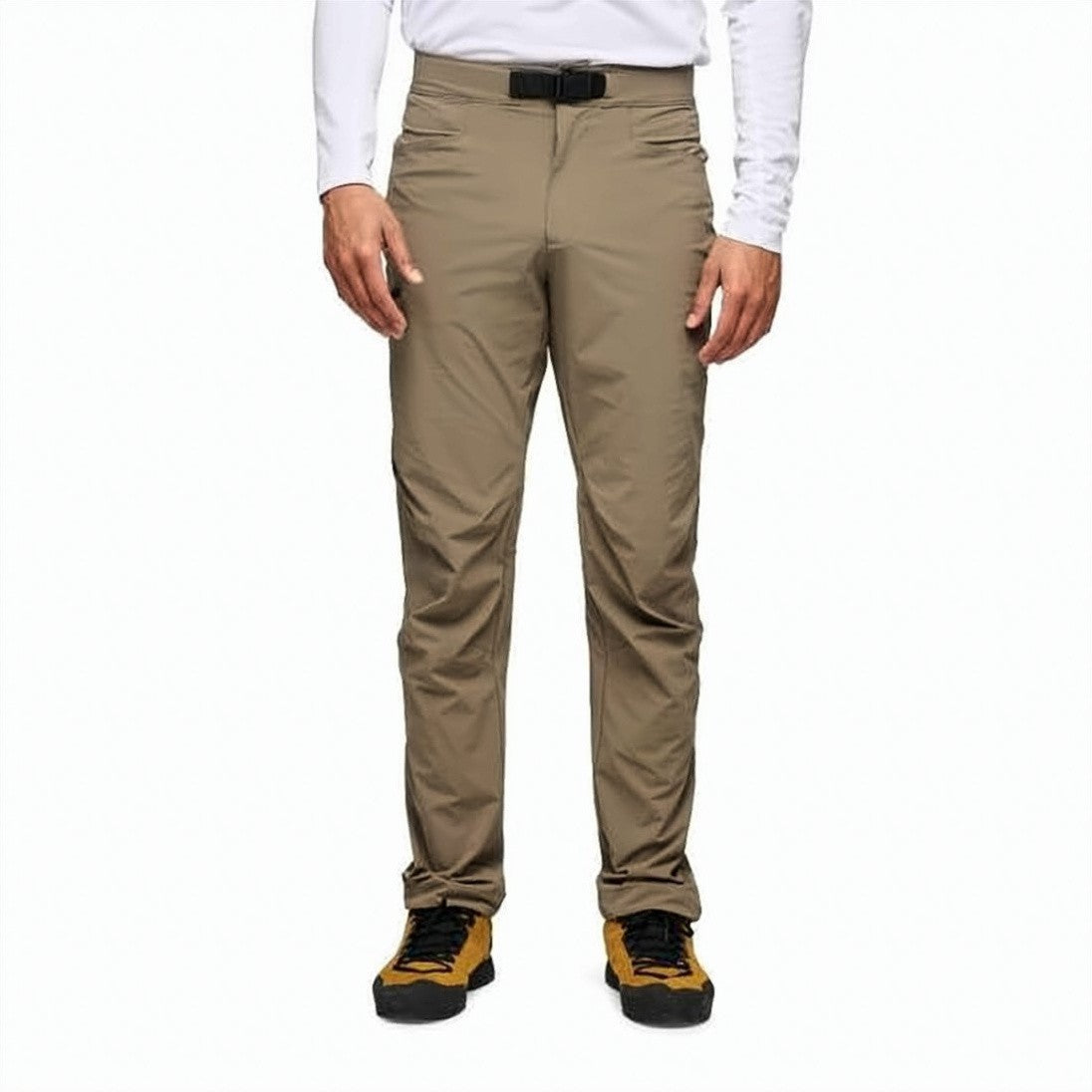Black Diamond Straight-Fit Casual Pants With Built-In Belt