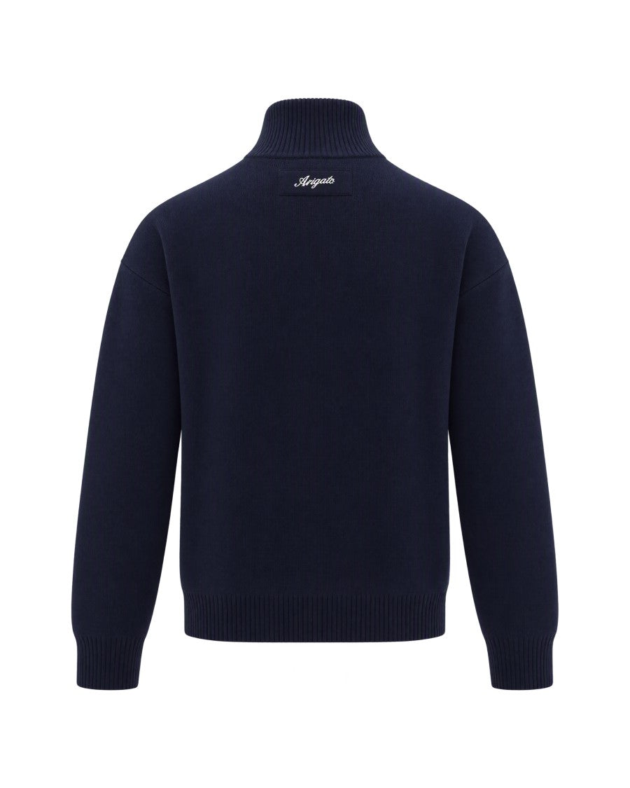 Axel Arigato Navy High-Collar Wool-Blend Full-Zip Cardigan