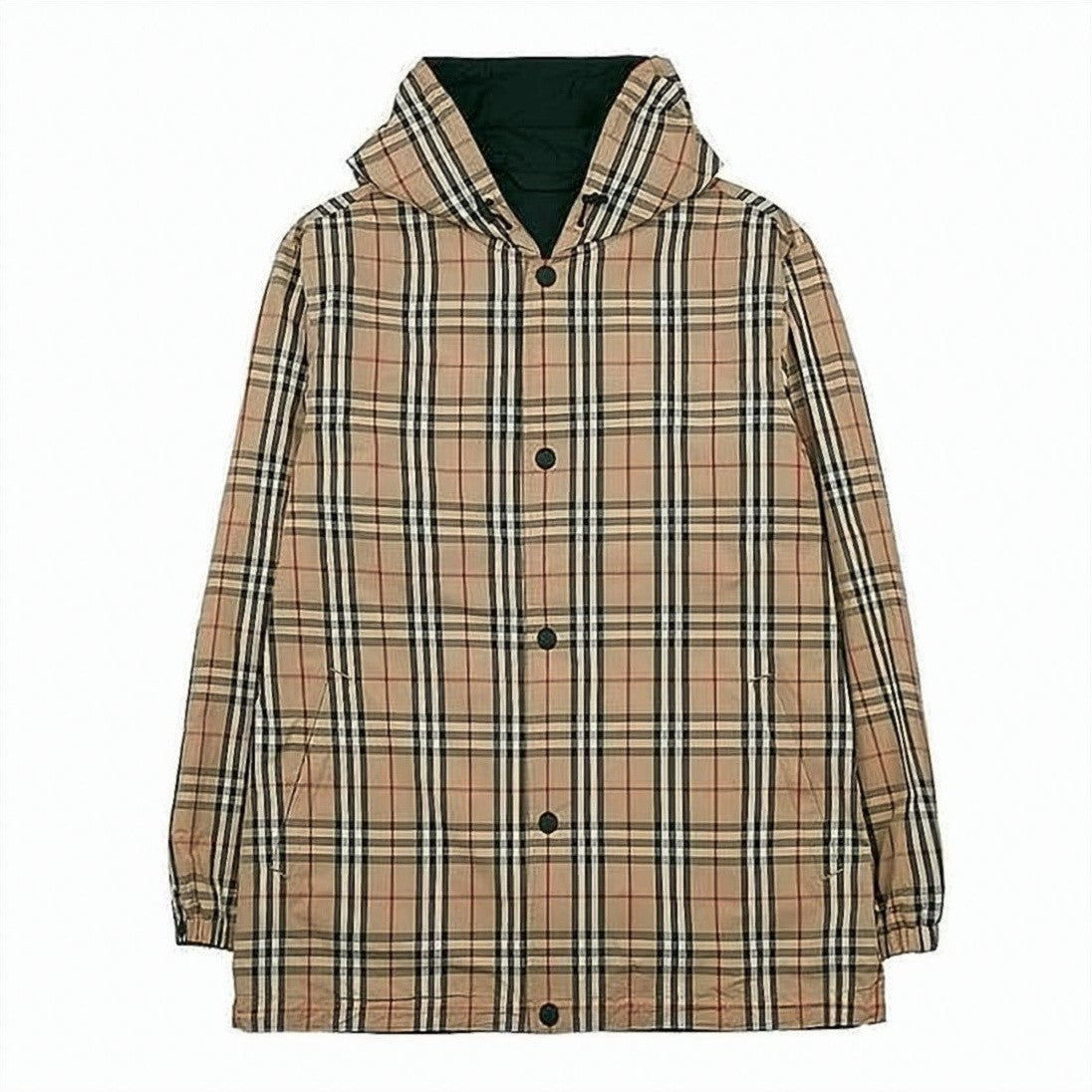 Burberry Checkered Casual Jacket With Hood And Snap Closure