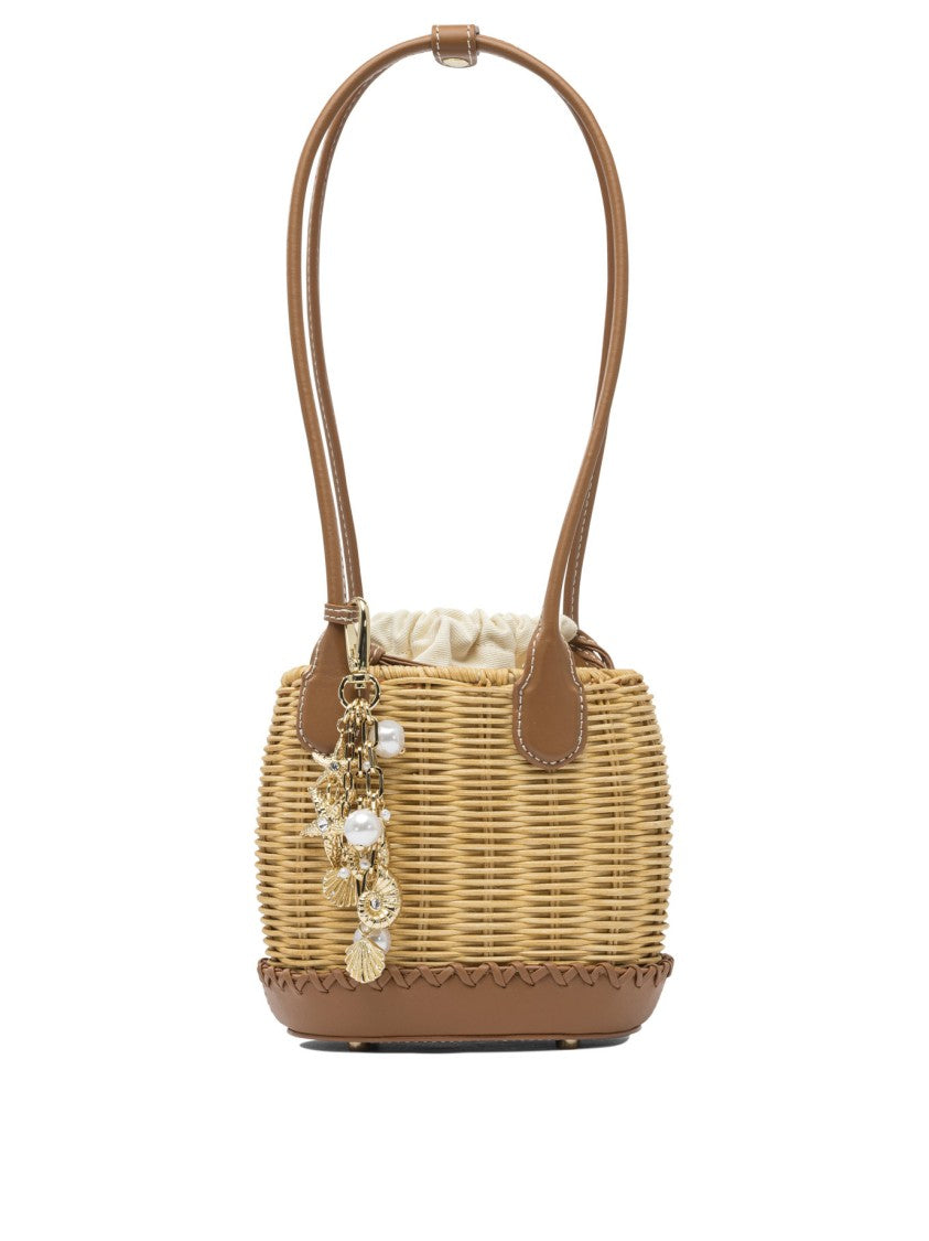 Self-Portrait Shoulder Bag With Rattan Pendant