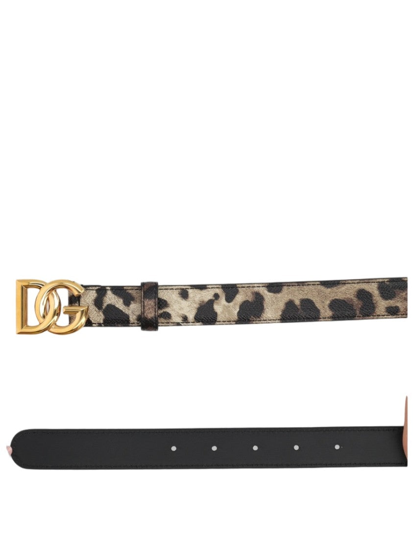 Dolce & Gabbana Multicolour Leather Slim Leopard Print Belt