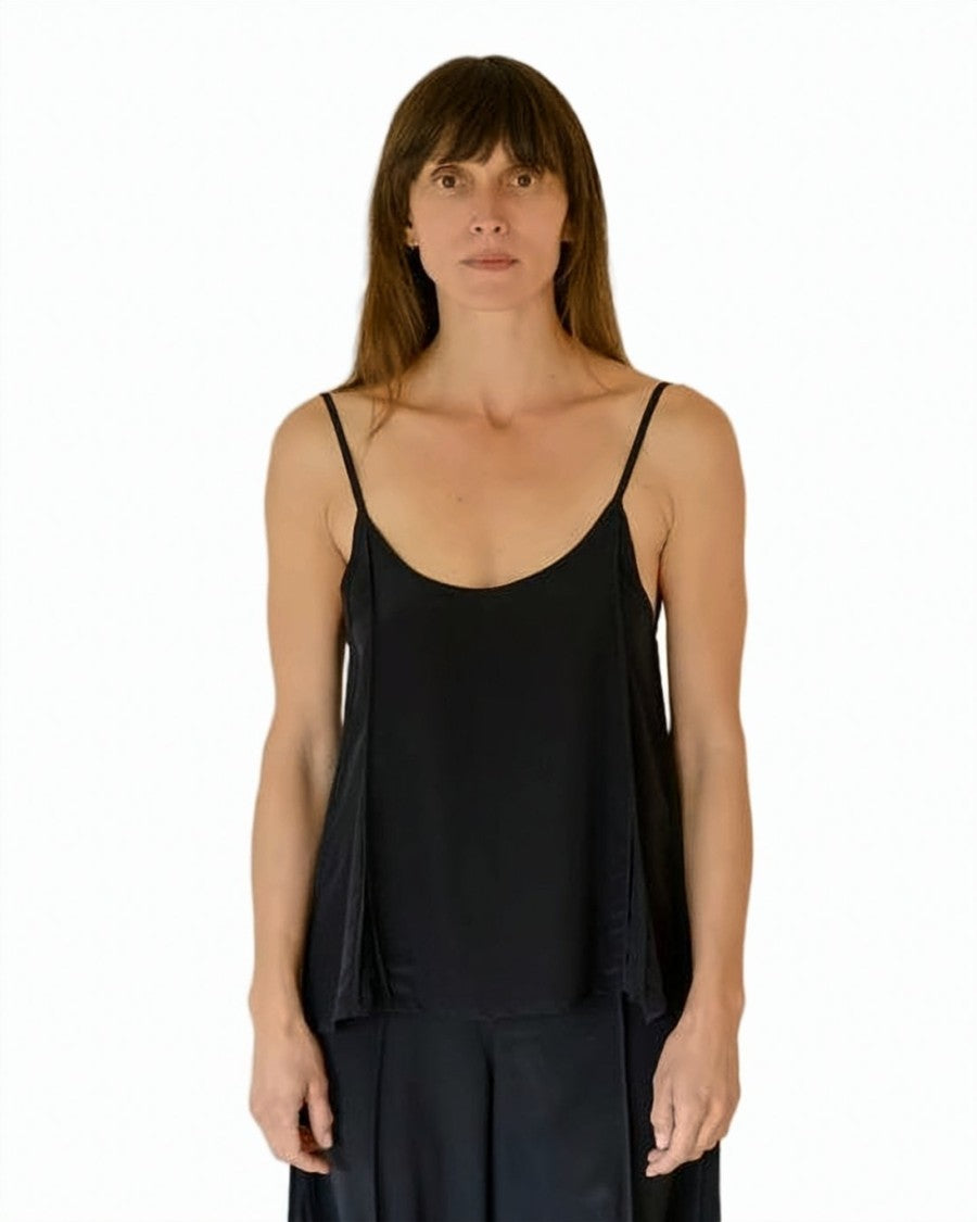 Baserange White Silk Sleeveless Spaghetti Strap Top