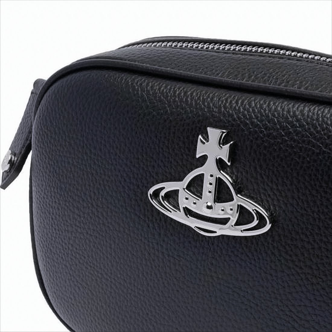 Vivienne Westwood Textured Pu Crossbody Bag With Silver-Tone Emblem