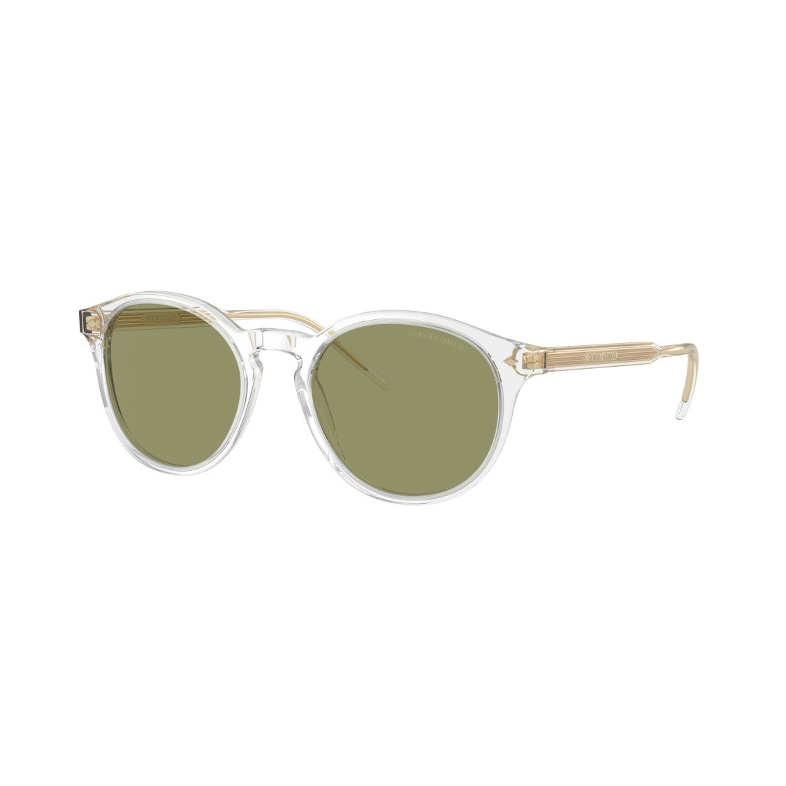 Giorgio Armani 0Ar8211 Round Clear Acetate Sunglasses With Golden Accents